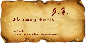 Jánossy Henrik névjegykártya